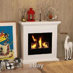 HOMCOM Home Bioethanol Fire Heater, With Mantelpiece, Electric Fireplace White