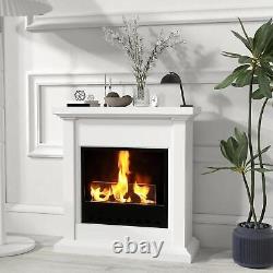 HOMCOM Home Bioethanol Fire Heater, With Mantelpiece, Electric Fireplace White