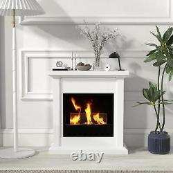 HOMCOM Home Bioethanol Fire Heater, With Mantelpiece, Electric Fireplace White