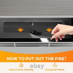 HOMCOM Stainless Steel Bioethanol Fire, Indoor Ethanol Fireplace Insert