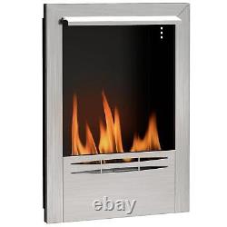 HOMCOM Stainless Steel Ethanol Fireplace Insert, Bioethanol Fire, Indoor Silver