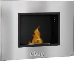 HOMCOM Wall Mounted Ethanol Fireplace, Stainless Steel Bioethanol Heater