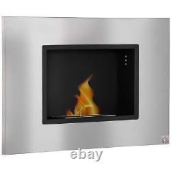 HOMCOM Wall Mounted Ethanol Fireplace, Stainless Steel Bioethanol Heater Stove F