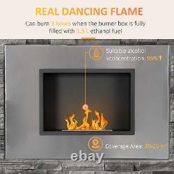 HOMCOM Wall Mounted Ethanol Fireplace, Stainless Steel Bioethanol Heater Stove F