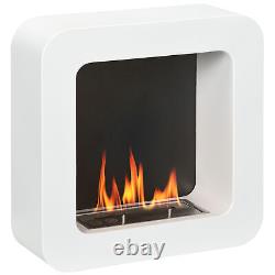 HOMCOM Wall Mounting Bio Ethanol Fireplace Heater Burning with 1L Tank, White