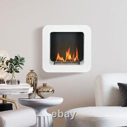 HOMCOM Wall Mounting Bio Ethanol Fireplace Heater Burning with 1L Tank, White