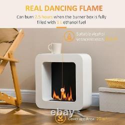 HOMCOM Wall Mounting Bio Ethanol Fireplace Heater Burning with 1L Tank, White