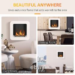 HOMCOM Wall Mounting Bio Ethanol Fireplace Heater Burning with 1L Tank, White