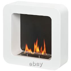 HOMCOM Wall Mounting Bio Ethanol Fireplace Heater Burning with 1L Tank, White