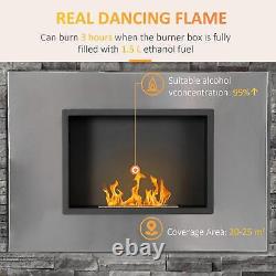 HOMCOM Wall Mounting Bio Ethanol Fireplace Heater Stove with 1.5L Tank, Silver