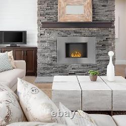 HOMCOM Wall Mounting Bio Ethanol Fireplace Heater Stove with 1.5L Tank, Silver