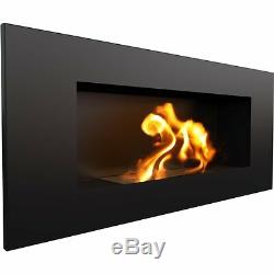 HQ BIO ETHANOL FIREPLACE DESIGN ECO FIRE BURNER + 1L FUEL FREE 900x400 BLACK