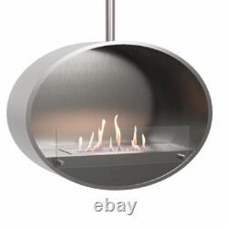 Halifax Steel, Oval Ethanol-Wandkamin, 80 CM, 7 Hours Burning, 2.2 Kw