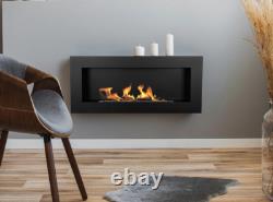 Hanging bio fireplace 900x400 Box black structural matt