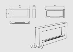 Hanging bio fireplace 900x400 Box black structural matt