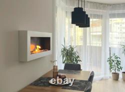 Hanging bio fireplace 900x400 Box white structural matt