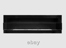 Hanging bio fireplace with glass 1200x400 black gloss