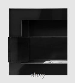 Hanging bio fireplace with glass 1200x400 black gloss