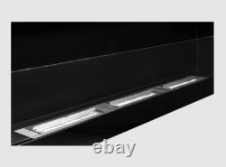 Hanging bio fireplace with glass 1200x400 black gloss