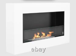 Hanging bio fireplace with glass 650x400 Box white structural matt