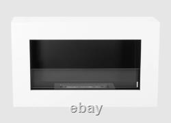 Hanging bio fireplace with glass 650x400 Box white structural matt
