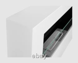 Hanging bio fireplace with glass 650x400 Box white structural matt