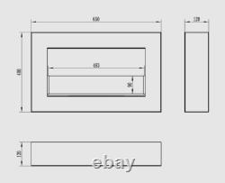 Hanging bio fireplace with glass 650x400 Box white structural matt