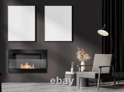 Hanging bio fireplace with glass 650x400 black gloss