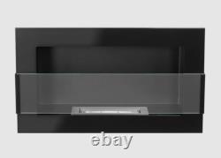 Hanging bio fireplace with glass 650x400 black gloss
