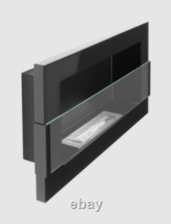 Hanging bio fireplace with glass 650x400 black gloss