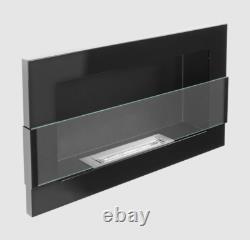 Hanging bio fireplace with glass 650x400 black gloss