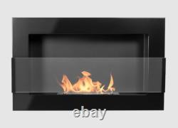 Hanging bio fireplace with glass 650x400 black gloss