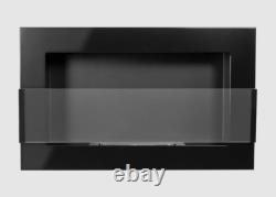Hanging bio fireplace with glass 650x400 black gloss