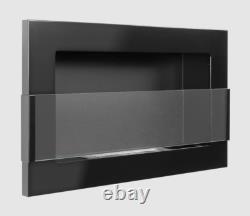 Hanging bio fireplace with glass 650x400 black gloss