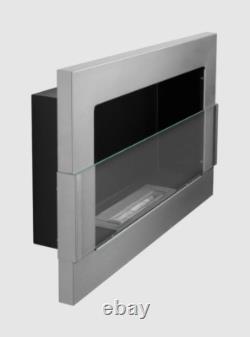 Hanging bio fireplace with glass 650x400 stainless steel