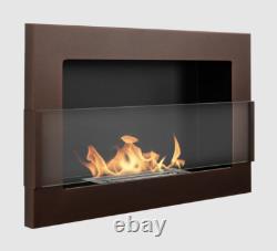 Hanging bio fireplace with glass 650x400 structural brown matt