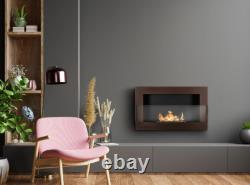 Hanging bio fireplace with glass 650x400 structural brown matt