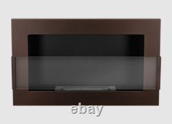 Hanging bio fireplace with glass 650x400 structural brown matt