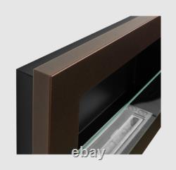 Hanging bio fireplace with glass 650x400 structural brown matt