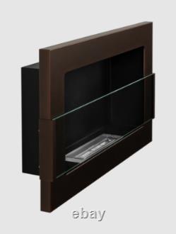 Hanging bio fireplace with glass 650x400 structural brown matt