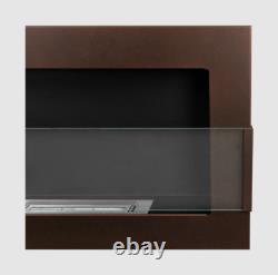 Hanging bio fireplace with glass 650x400 structural brown matt