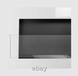 Hanging bio fireplace with glass 650x400 white gloss