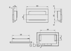 Hanging bio fireplace with glass 650x400 white gloss