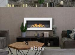 Hanging bio fireplace with glass 900x400 Box white structural matt