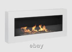 Hanging bio fireplace with glass 900x400 Box white structural matt