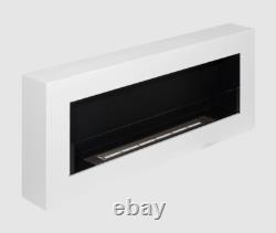 Hanging bio fireplace with glass 900x400 Box white structural matt