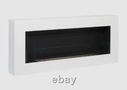 Hanging bio fireplace with glass 900x400 Box white structural matt