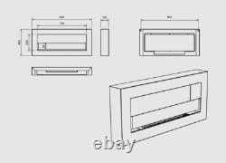Hanging bio fireplace with glass 900x400 Box white structural matt