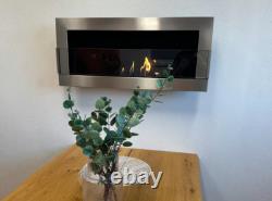 Hanging bio fireplace with glass 900x400 Inox