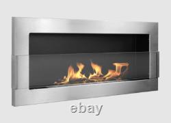 Hanging bio fireplace with glass 900x400 Inox